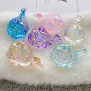 气泡小鲸鱼挂件钥匙扣饰品配件电镀uv透明气泡小海豚卡通可爱
