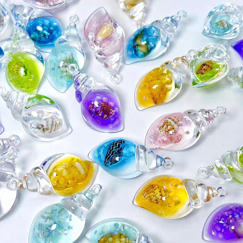 七彩夜光海螺螺中螺DIY奶油胶钥匙扣包包项链挂件亚克力饰品摆件