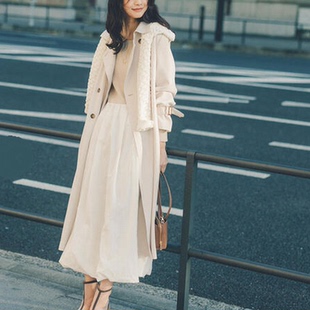 纯色中长款 NBB春秋季 通勤OL腰带风衣外套休闲百搭 2140日单女装