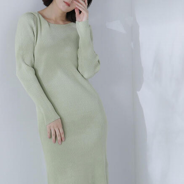 7100日单女装NBB新款春秋季针织面料紧身超级显瘦S型连衣裙美人裙