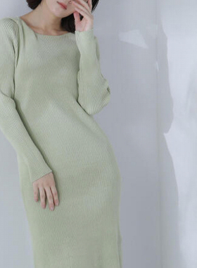 7100日单女装NBB新款春秋季针织面料紧身超级显瘦S型连衣裙美人裙