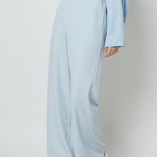 纯色松紧腰阔腿宽松休闲裤 M家猫西春夏季 百搭长裤 2630日单女装