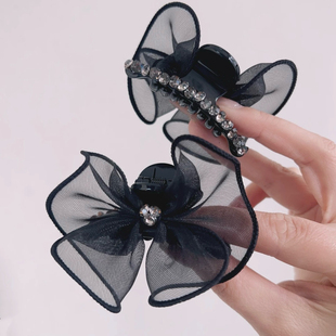 【两只装】新款手作韩版AB面欧根纱蝴蝶结刘海夹碎发夹发饰小抓夹