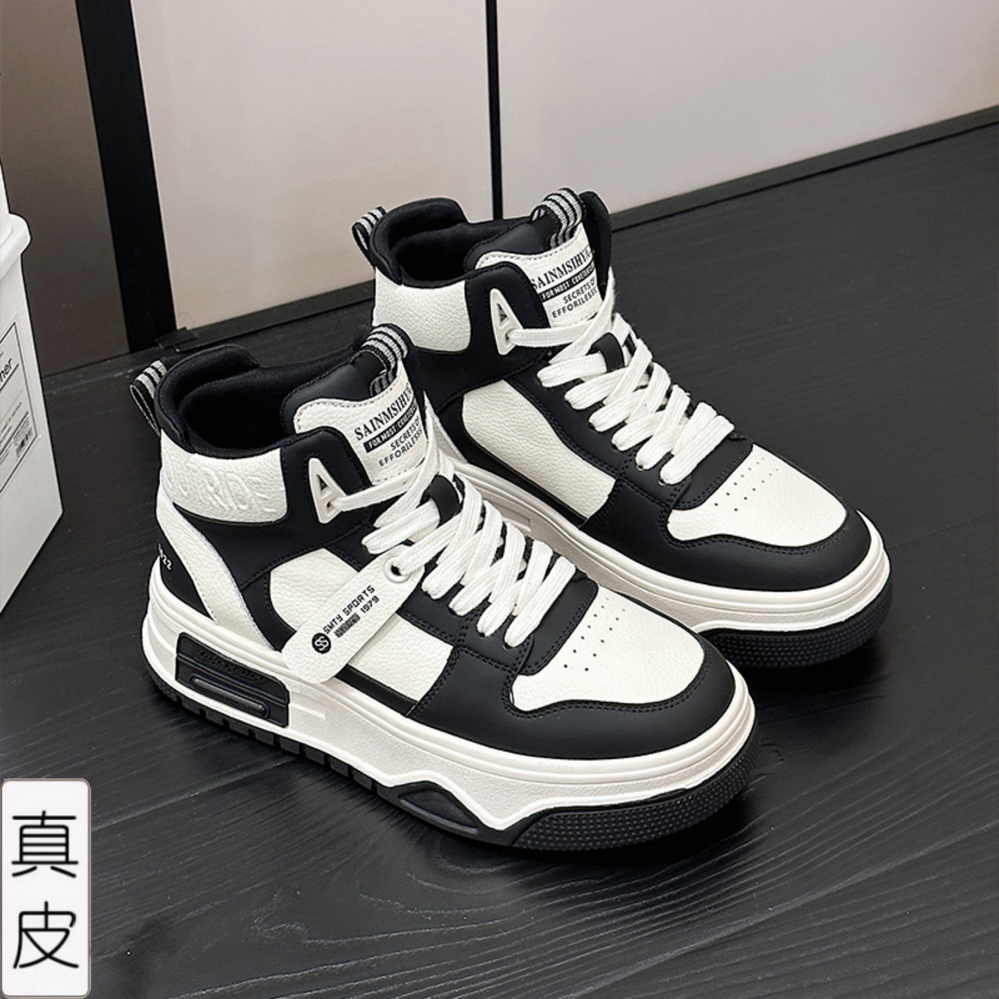 真皮厚底高帮鞋女款秋冬加绒女靴