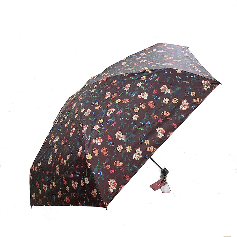 新款宏达洋伞小五折手机伞防紫外线遮阳晴雨数码印花超细黑胶50+