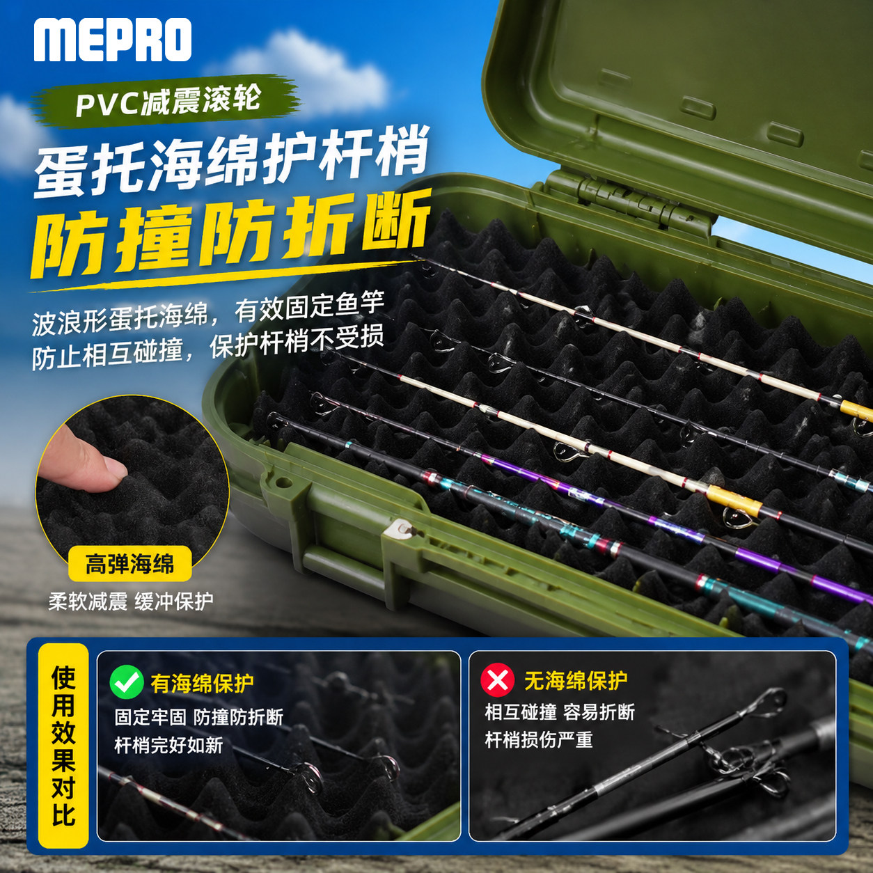 MEPRO路亚远征收纳竿包可托运便携多功能可伸缩海钓防撞渔具包图片