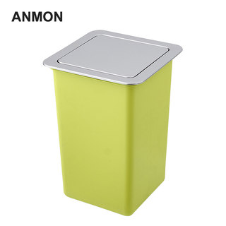 厨房方形不锈钢垃圾桶橱柜台面隐形嵌入式摇盖桌面盖子卫生间翻盖