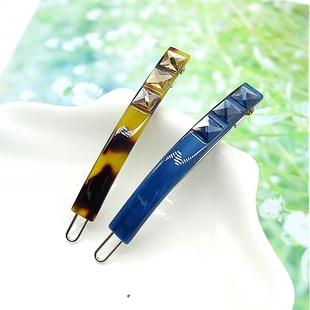 边夹韩国进口醋酸水钻发卡豹纹小号刘海夹扣夹一字发夹顶卡发饰品