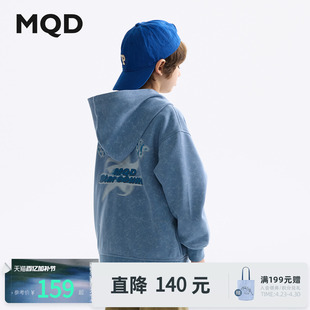 MQD童装男童外套春秋款女童印花连帽上衣儿童百搭拉链卫衣外套