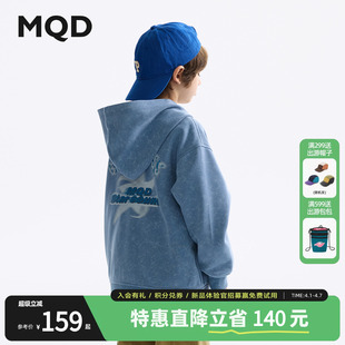 新款 女童印花连帽上衣儿童百搭拉链卫衣 男童外套春装 MQD童装