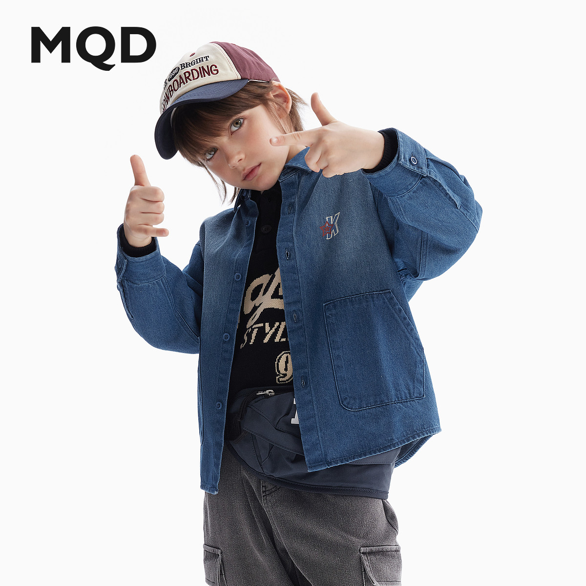 MQD童装男童牛仔衬衫长袖春秋款宝宝春装儿童百搭上衣衬衣外套