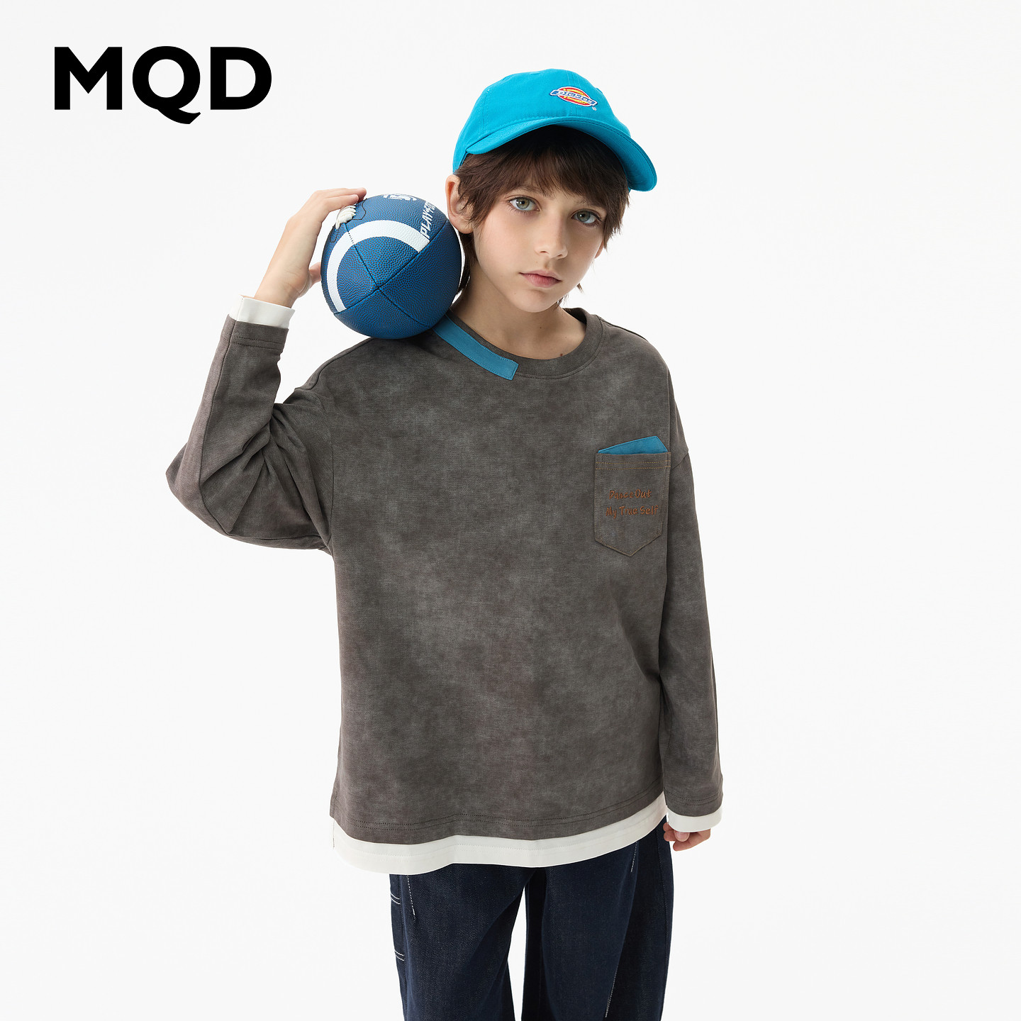 MQD马骑顿男童秋季假两件T恤图片