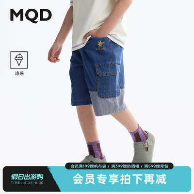 【凉感】MQD童装男童牛仔短裤夏装新款儿童拼接牛仔五分短裤