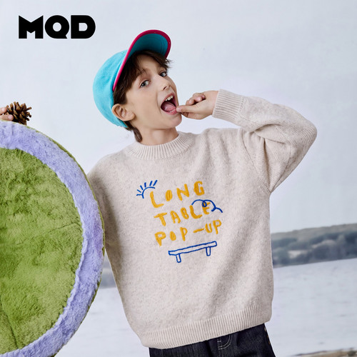 MQD童装儿童冬季加厚撞色毛衣