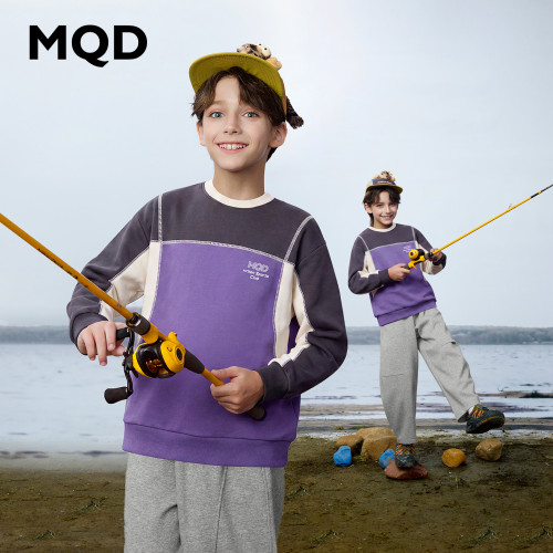 MQD童装儿童秋季圆领撞色卫衣