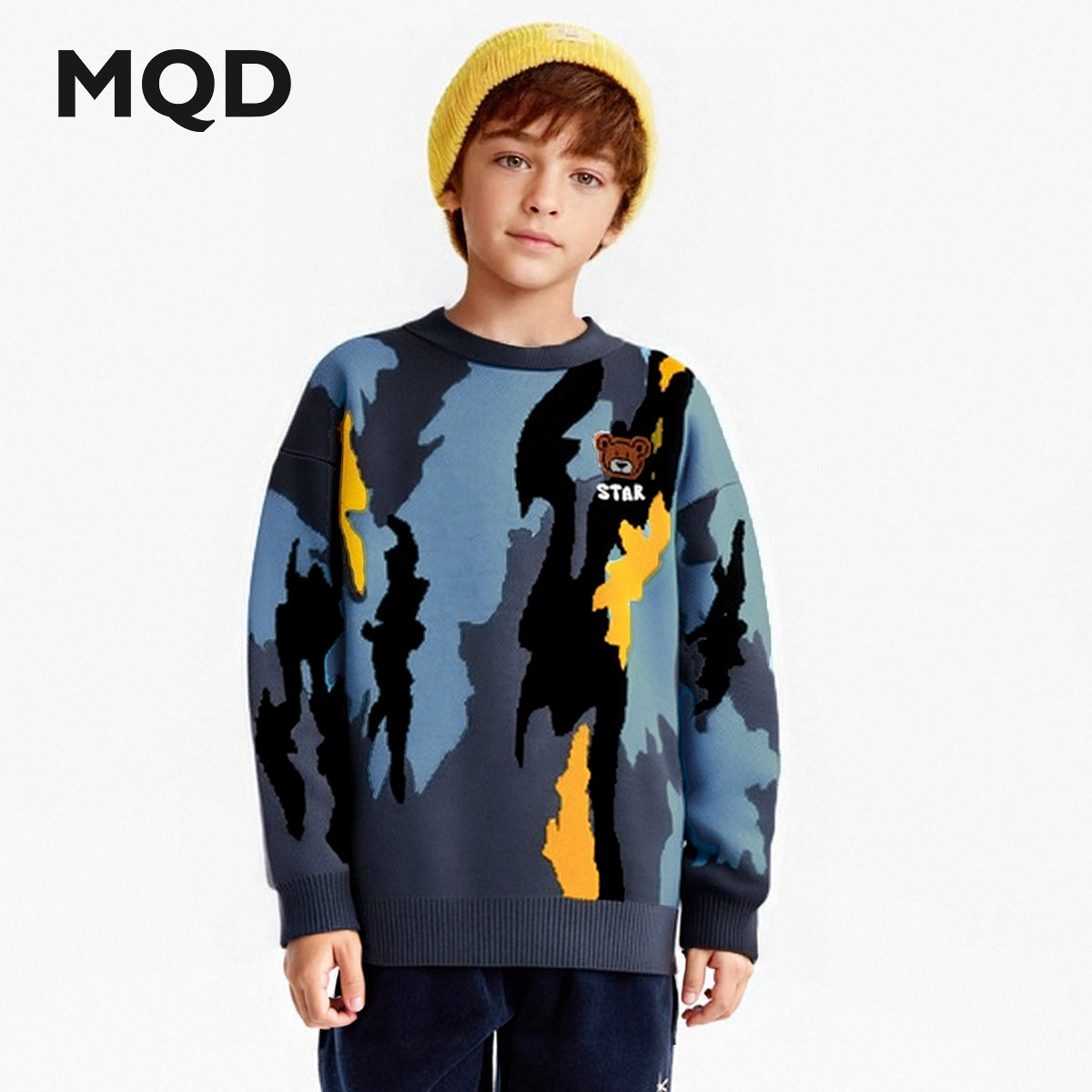 MQD马骑顿男童冬季撞色毛衣图片