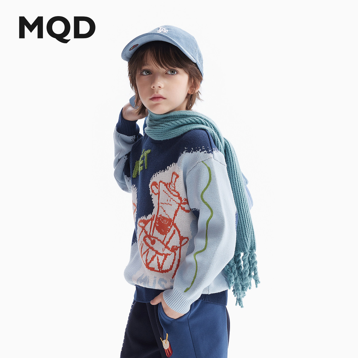 【设计师系列】MQD童装男童圆领针织衫秋装款儿童毛衣宝宝上衣