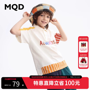 MQD童装男童纯棉polo衫夏季新款插肩袖儿童短袖T恤宽松上衣潮