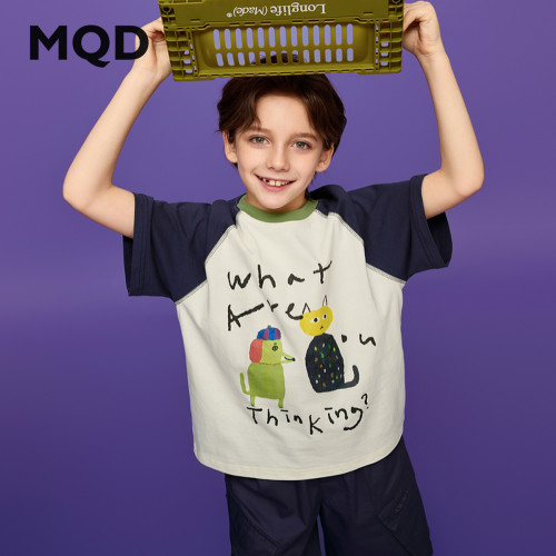 MQD童装儿童夏季拼接大童短袖T恤