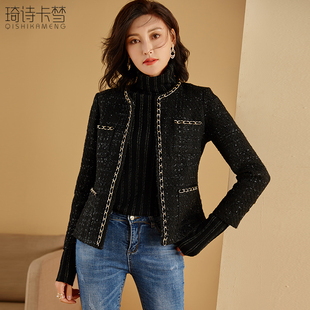 小香风短款毛呢外套女装秋冬款小个子时尚气质粗花呢显瘦女版上衣