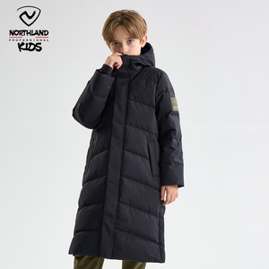 NORTHLAND诺诗兰童装儿童超长款羽绒服2024冬新品三防保暖厚外套