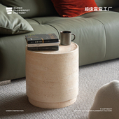 超级盆盆工厂圆形方形奶油风艺术客厅沙发仿洞石边几