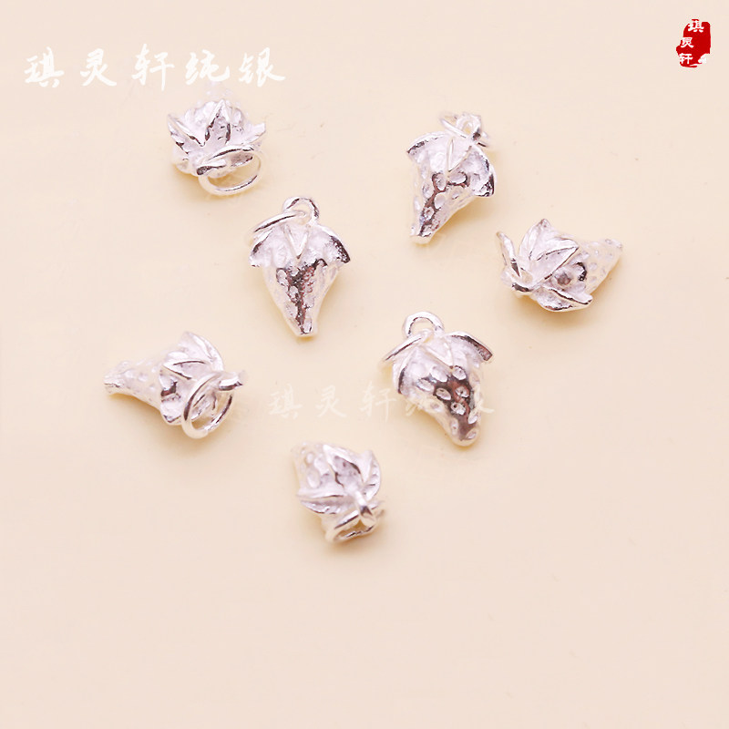 999足银纯银小草莓吊坠 手工串珠手绳手链编织挂件 diy饰品配件