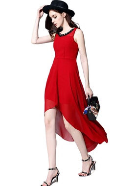 奈昕个性化私人定制 116820 时尚气质欧美拼接修身纯色长款大摆连