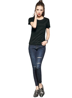 奈昕个性化私人订制 126923 春女柳丁上衣正品纯色学生风短袖圆领