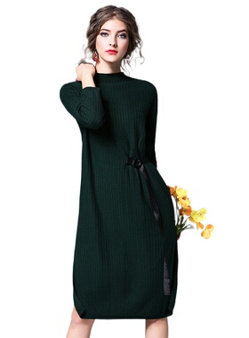 奈昕个性化私人定制 124561 简约大方设计针织裙纯色半高领气质连