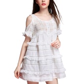 奈昕个性 口蛋糕宽松夏连衣裙 甜美短裙荷叶边袖 化私人定制 10204