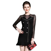 奈昕个性 圆领连衣裙胖人穿很显瘦 长袖 化私人订制 127111卍卐S码