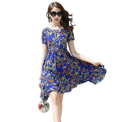 奈昕个性化私人定制 2124夏季时尚新款时装印花收腰修身连衣裙dr