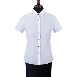 气质短袖 奈昕个性 OL职业范面试白领条纹衬衫 54607 工 化私人订制