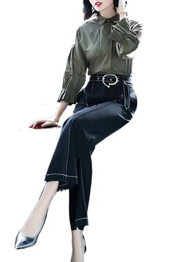 奈昕让您穿着漂亮个性化私人订制 38650 春秋个性荷叶袖纯色韩版
