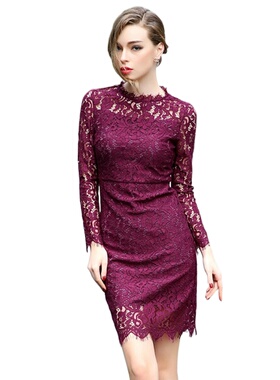 奈昕个性化私人定制100865 dress 秋冬韩版 名媛气质露肩蕾丝连衣