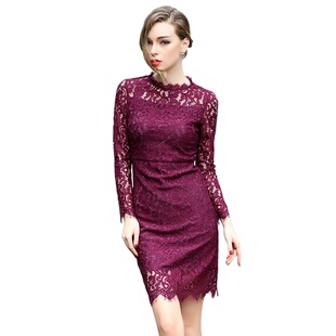 秋冬韩版 dress 名媛气质露肩蕾丝连衣 化私人定制100865 奈昕个性