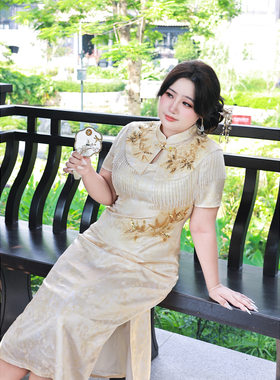 230斤大码女中式订婚礼服旗袍