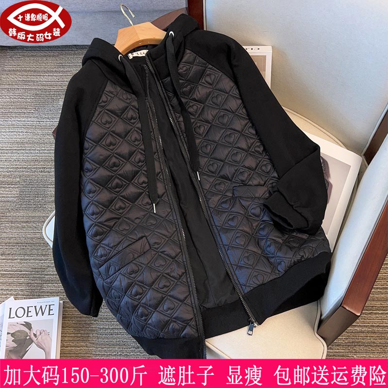 0胖mm韩版宽松休闲棉衣外套240