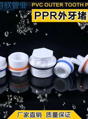 PVC外牙堵头PPR堵帽塞头罗纹堵塞牙堵丝堵给水管20/25/32/4分/6分