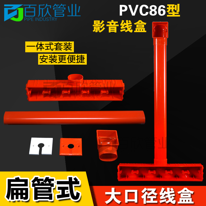 PVC86型电视背景盒五联影音底盒 63*45扁管墙上开关阻燃接线盒-封面