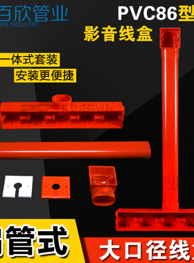 PVC86型电视背景盒 五联影音底盒 63*45扁管墙上开关阻燃接线盒