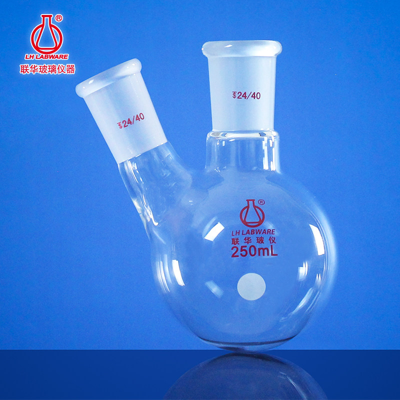 大规格斜二口二颈烧瓶蒸馏反应圆底瓶500/1000/2000ml lh-09