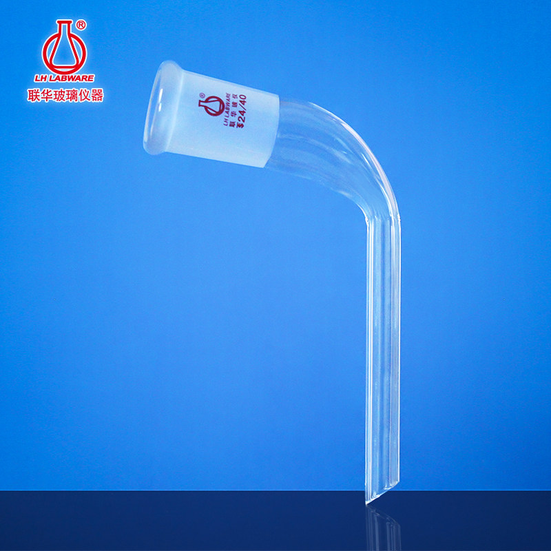 105°度玻璃蒸馏接头牛角管尾接管接受管 14/19/24/29  lh-119