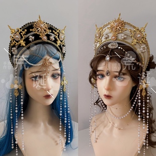 都铎王冠帽lolita原创手作帝政风俄式教皇巴洛克头冠皇冠六芒星