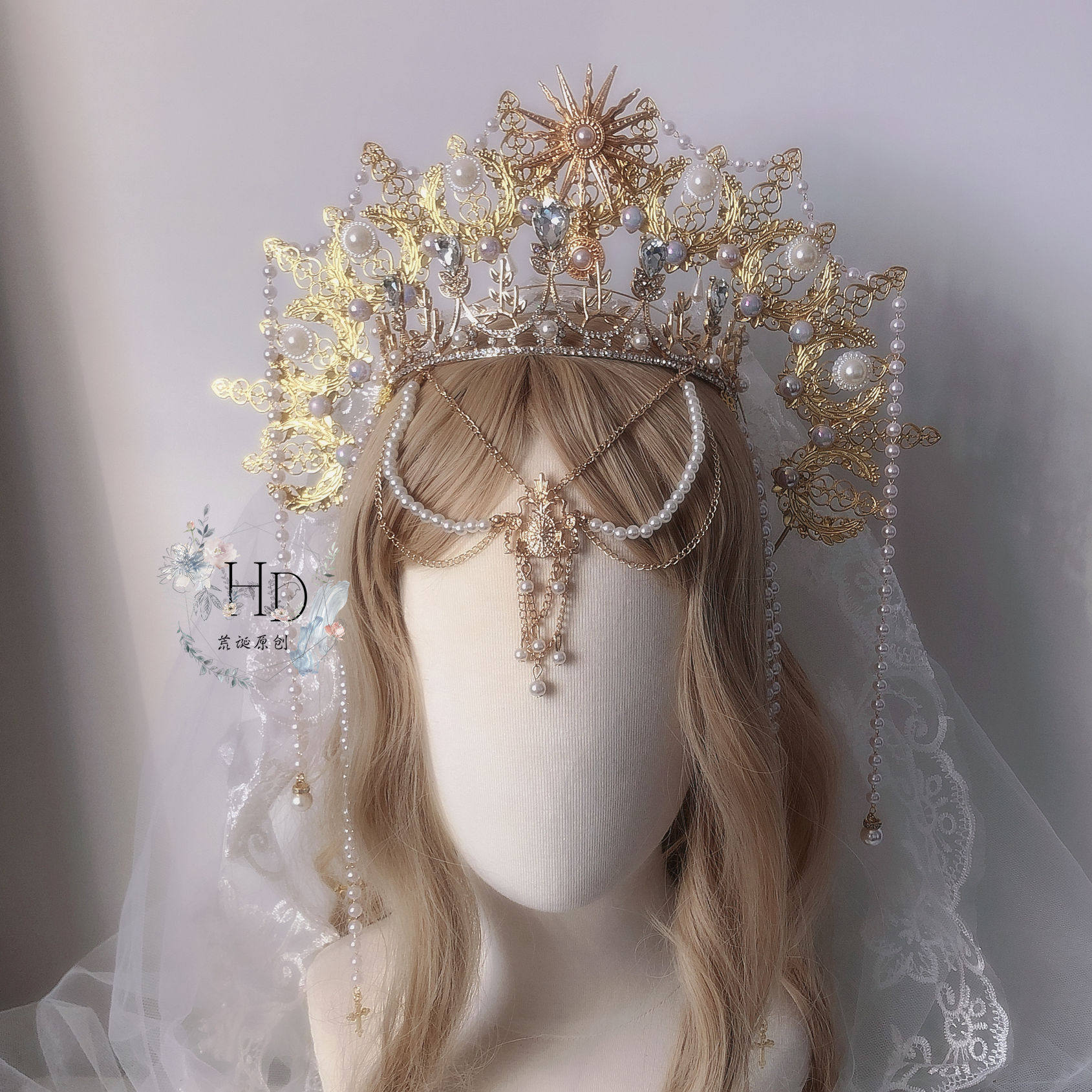 lolita天使圣母光环金色光圈汉服洛丽塔皇冠发饰头饰花嫁