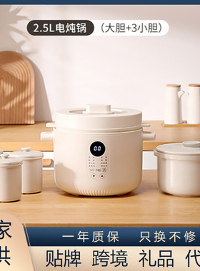 2.5升电炖锅蒸锅燕窝炖盅隔水炖家用陶瓷bb煲汤煮粥神器养生自动