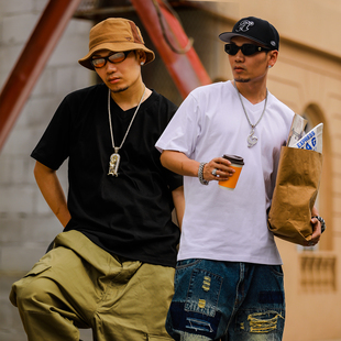 短袖 ACUSA 型素色基础款 Tee螺纹加宽微宽松版 T恤夏纯色 V领Lof