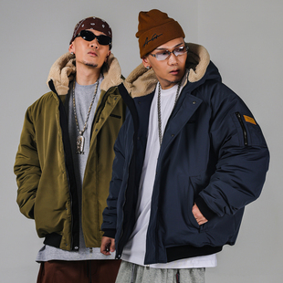 ACUSA北地枭熊大毛领兜帽户外极地防风御寒加厚棉服宽松肥大外套