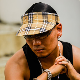 ACUSA 可橡筋可调头围春夏头饰 格子纯色空顶遮阳帽千禧HIPHOP风格